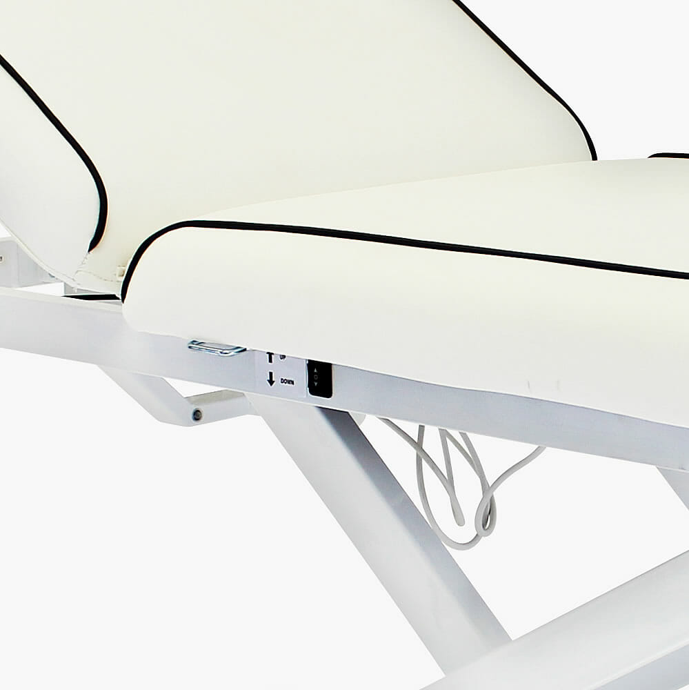 REM Excel Standard Beauty Couch in White with Grey Piping